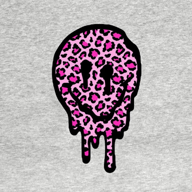 Pink Leopard Drippy Smiley Face by lolsammy910